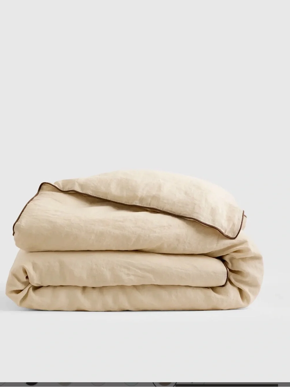 NWT Quince Luxury European Linen Oat/Espresso Piped Duvet Cover!